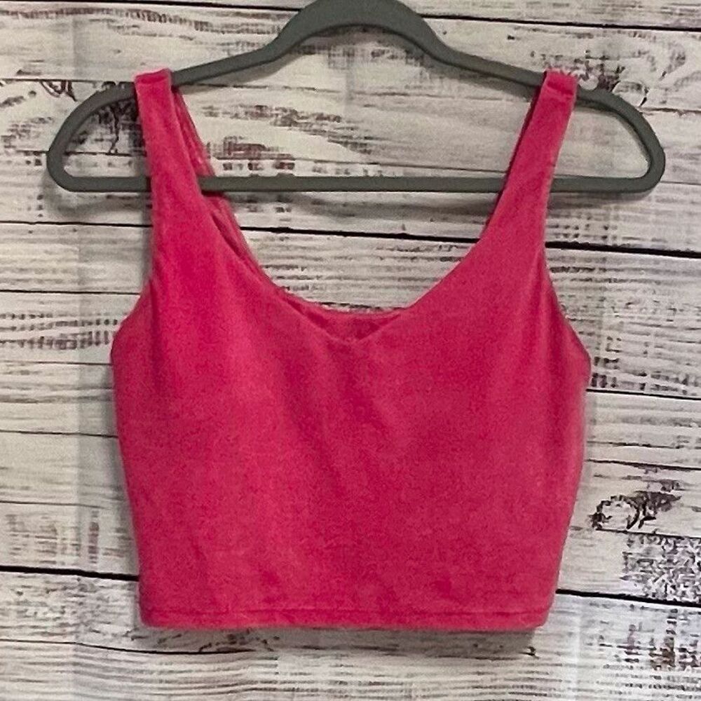 Aerie OFFLINE Real Me Recharge Sports Bra Tank Top Large L Deep Rose Pink Crop